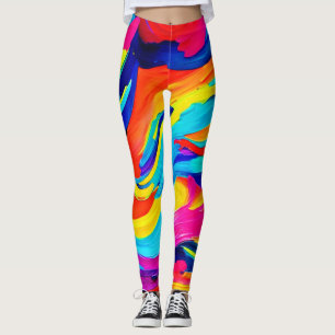 Vibrant Abstract Colour Flow Leggings
