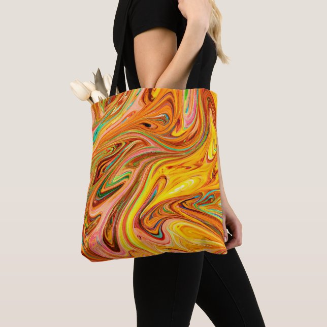 Vibrant Abstract Colour pattern Tote Bag (Close Up)