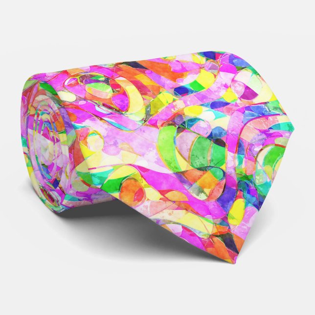 Vibrant Abstract Colour Splash Necktie (Rolled)