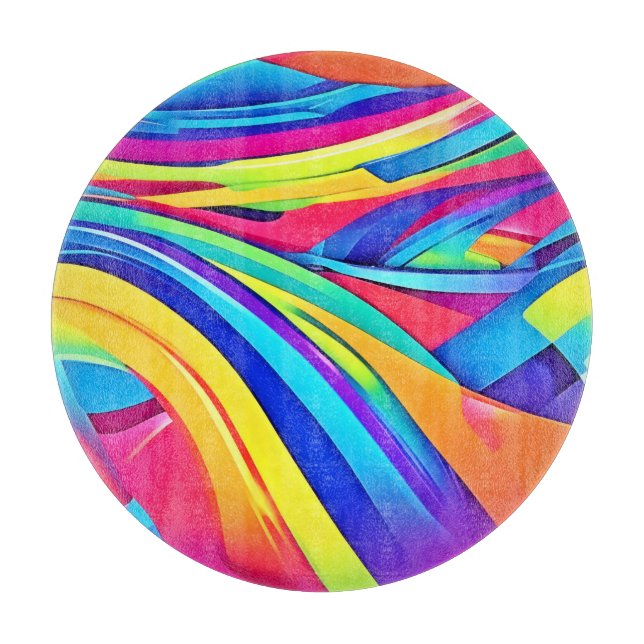 Vibrant Abstract Colour Wave Art Cutting Board (Front)