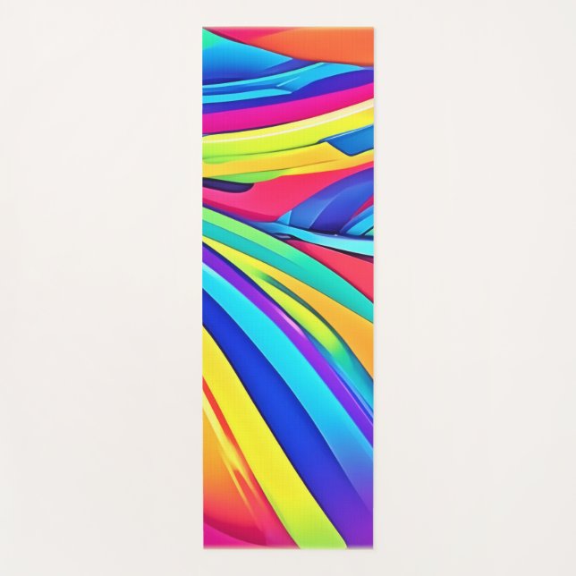 Vibrant Abstract Colour Wave Art Yoga Mat (Front)