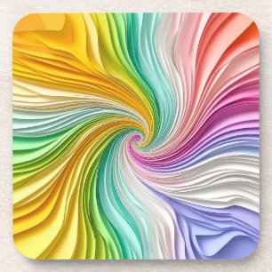 Vibrant Abstract Colourful Paper Swirl Design Coaster