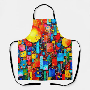 Vibrant Abstract Cosmic City Art Apron