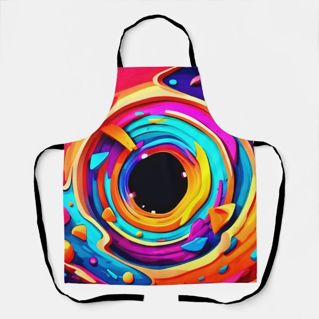 Vibrant Abstract Cosmic Vortex Art Apron (Front)