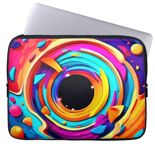 Vibrant Abstract Cosmic Vortex Art Laptop Sleeve (Front)