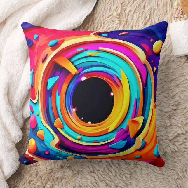Vibrant Abstract Cosmic Vortex Art Throw Pillow (Blanket)