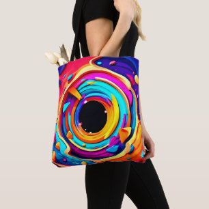 Vibrant Abstract Cosmic Vortex Art Tote Bag