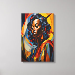 Vibrant Abstract Cubist Portrait Art Canvas Print