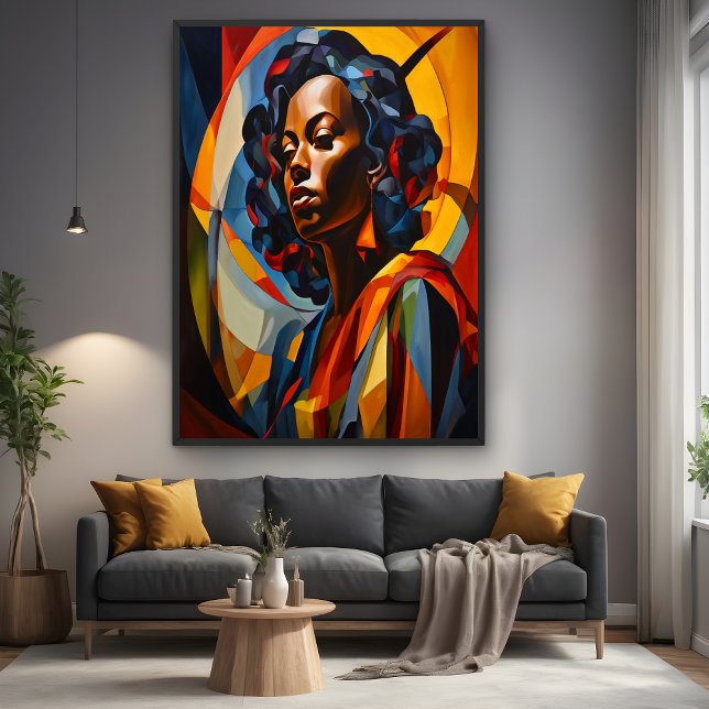 Vibrant Abstract Cubist Portrait Art Poster (Creator Uploaded)