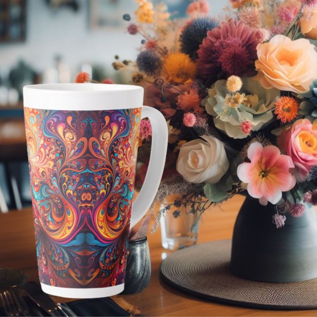 Vibrant Abstract Design Latte Mug (Creator Uploaded)