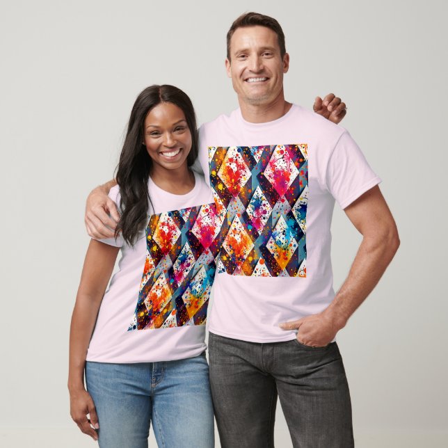 Vibrant Abstract Diamond Patterns T-Shirt (Unisex)