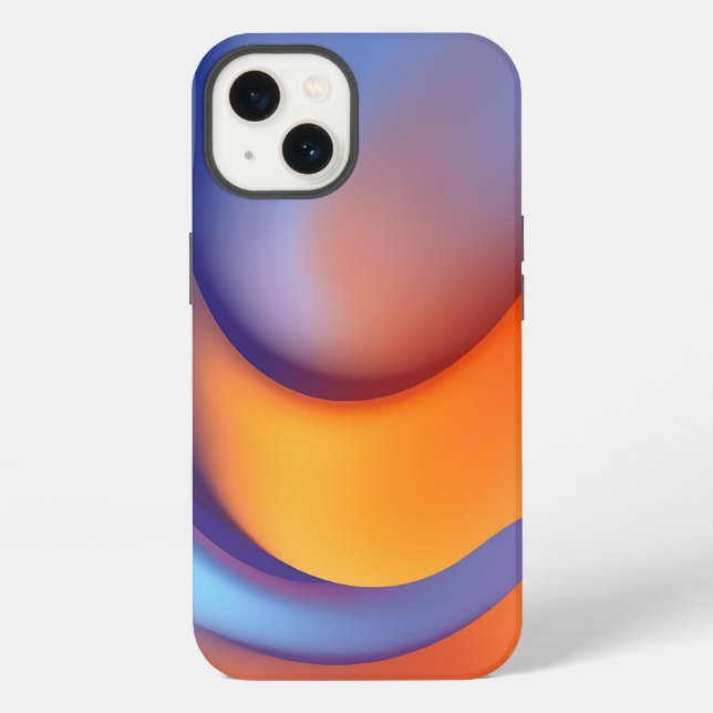 Vibrant Abstract Digital Art with Smooth Blue  iPhone Case (Back)