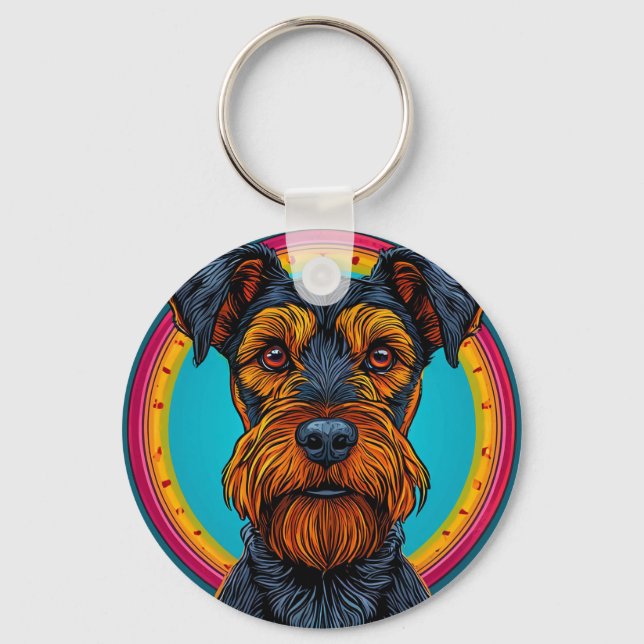 Vibrant Abstract Dog Colourful Pet Lover Gift Keychain (Front)