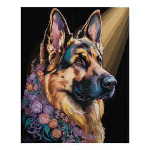 Vibrant Abstract Dog Portrait Poster