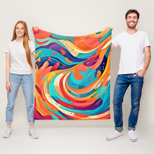Vibrant Abstract Dreamscape Fleece Blanket (In Situ)
