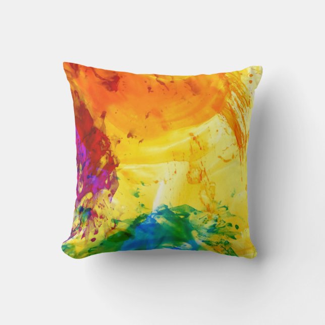 Vibrant Abstract Explosion Throw Pillow (Front)
