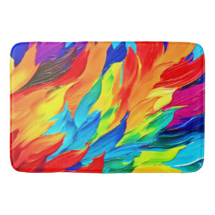 Vibrant Abstract Expressionism Painting Bath Mat
