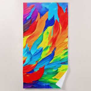 Vibrant Abstract Expressionism Painting Beach Towel