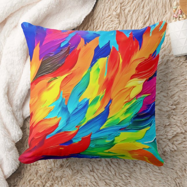 Vibrant Abstract Expressionism Painting  Throw Pillow (Blanket)