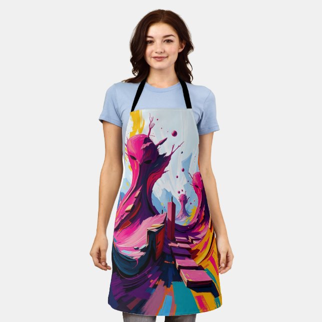 Vibrant Abstract Fantasy Landscape Apron (Worn)