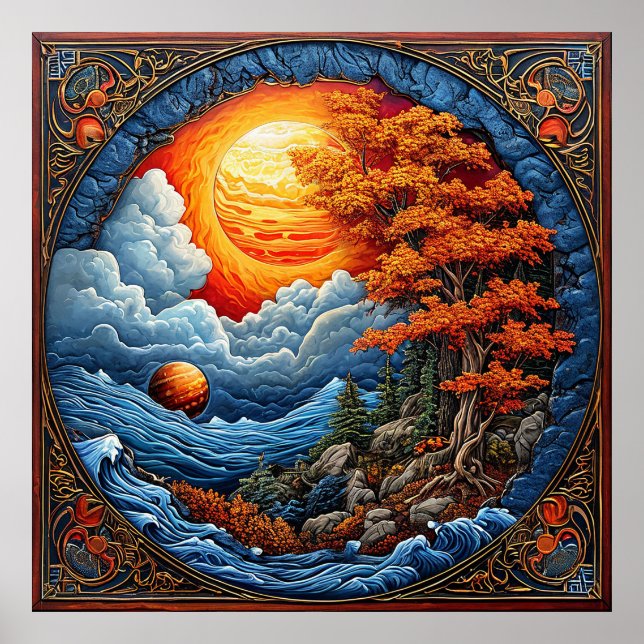 Vibrant Abstract Fantasy Landscape Poster (Front)