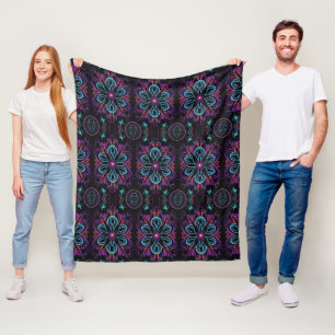 Vibrant Abstract Floral 2 Fleece Blanket