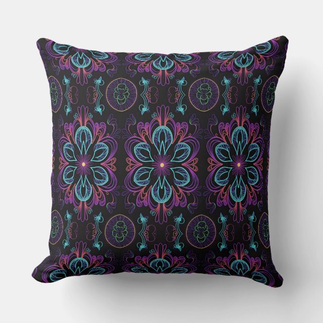 Vibrant Abstract Floral 2 Throw Pillow (Front)
