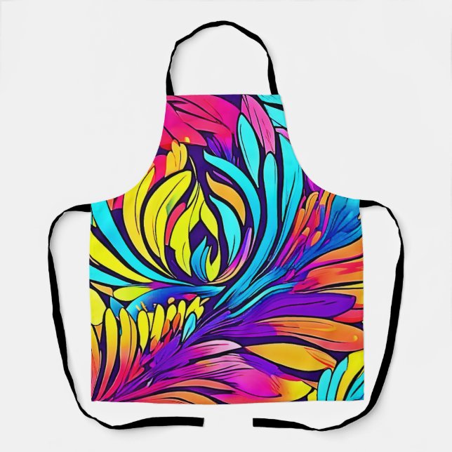 Vibrant Abstract Floral Apron (Front)