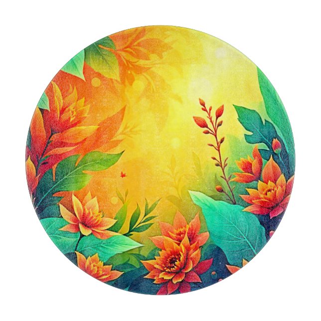 Vibrant Abstract Floral Beauty Cutting Board (Front)