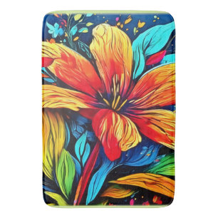 Vibrant Abstract Floral Burst Bath Mat