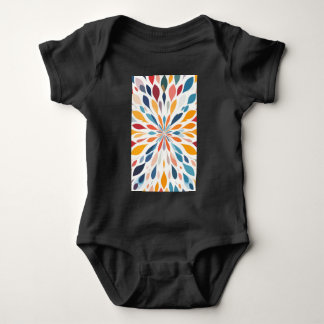 Vibrant Abstract Floral Burst Pattern Baby Bodysuit