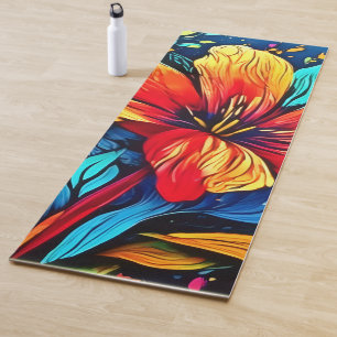 Vibrant Abstract Floral Burst Yoga Mat