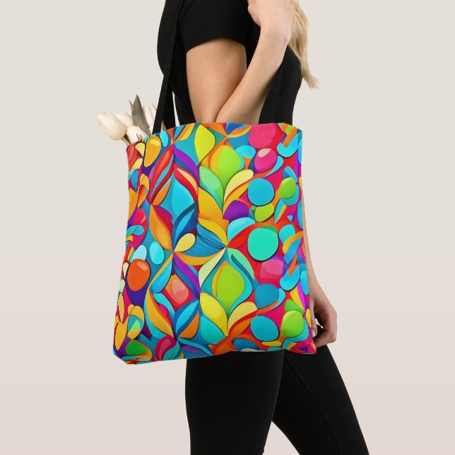 Vibrant Abstract Floral Explosion Tote Bag (Close Up)