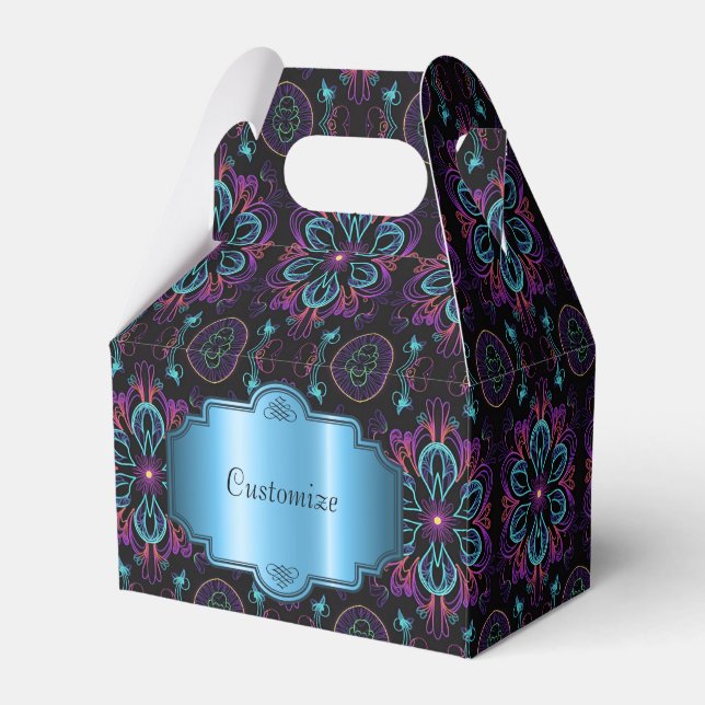 Vibrant Abstract Floral Gable Favor Box (Front Side)
