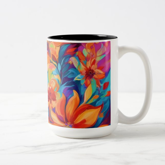 Vibrant Abstract Floral Mug (Right)