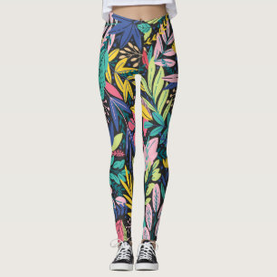 Vibrant Abstract Floral Pattern leggings