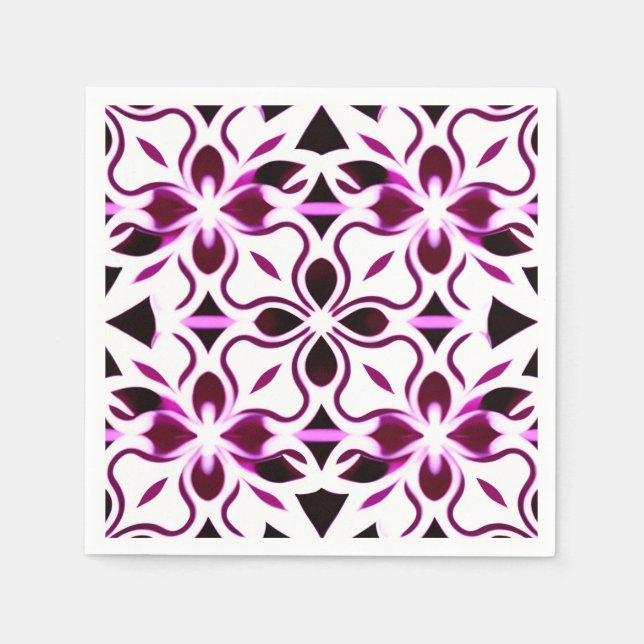 Vibrant Abstract Floral Pattern Napkin (Front)