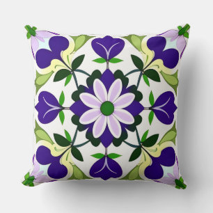Vibrant Abstract Floral Pattern  Throw Pillow