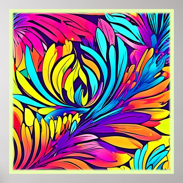Vibrant Abstract Floral Poster (Front)