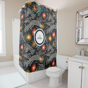 Vibrant Abstract Floral Waves on Black