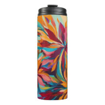 Vibrant Abstract Flowers Thermal Tumbler
