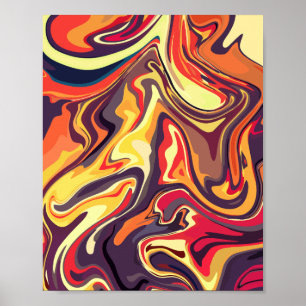 Vibrant Abstract Fluid Art with Warm Colour Palett Poster