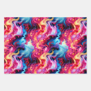 Vibrant Abstract Fluid Art Wrapping Paper 
