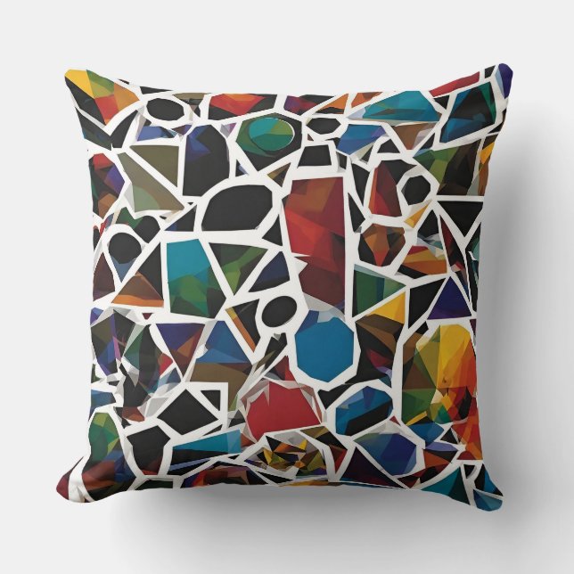 Vibrant Abstract Geometric Artwork Throw Pillow (Front)