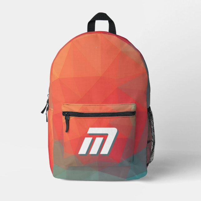Vibrant Abstract Geometric Custom Monogram Sporty Printed Backpack (Front)