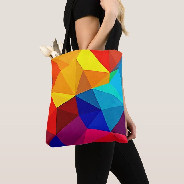Vibrant Abstract Geometric Flow Design Tote Bag (Close Up)