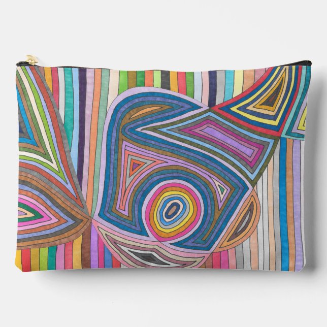 Vibrant Abstract Geometric Striped Pattern Accessory Pouch (Front)