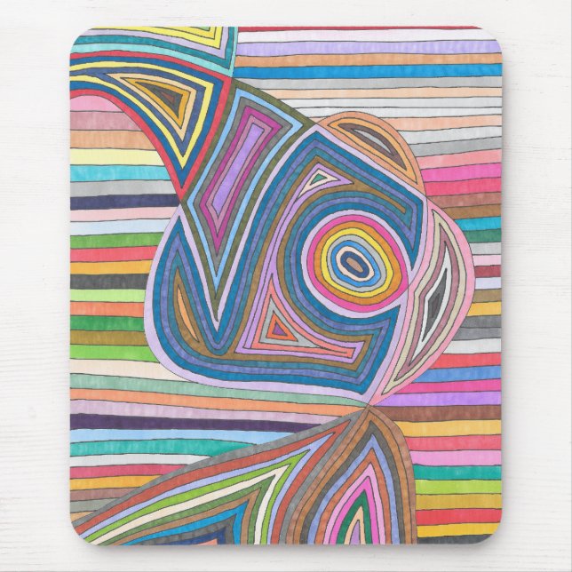 Vibrant Abstract Geometric Striped Pattern Mouse Pad (Front)
