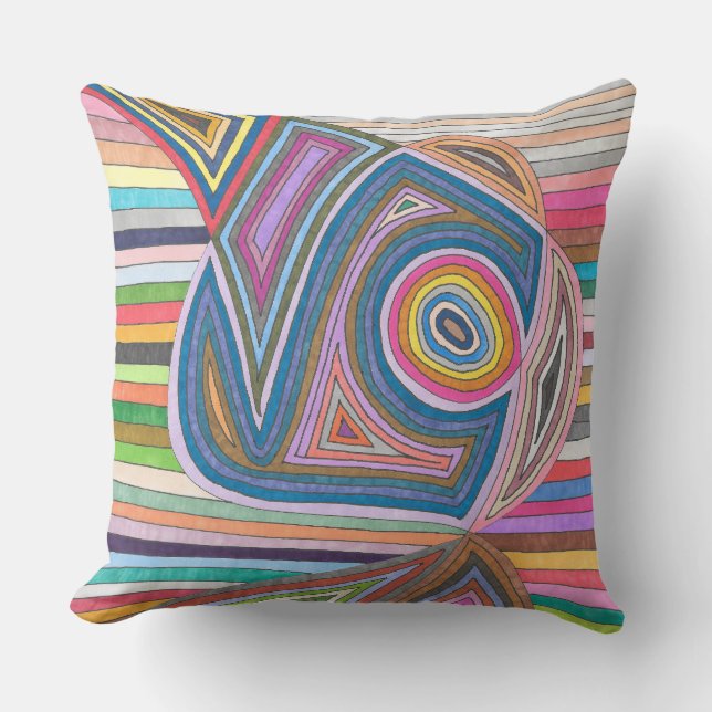 Vibrant Abstract Geometric Striped Pattern Throw Pillow (Front)