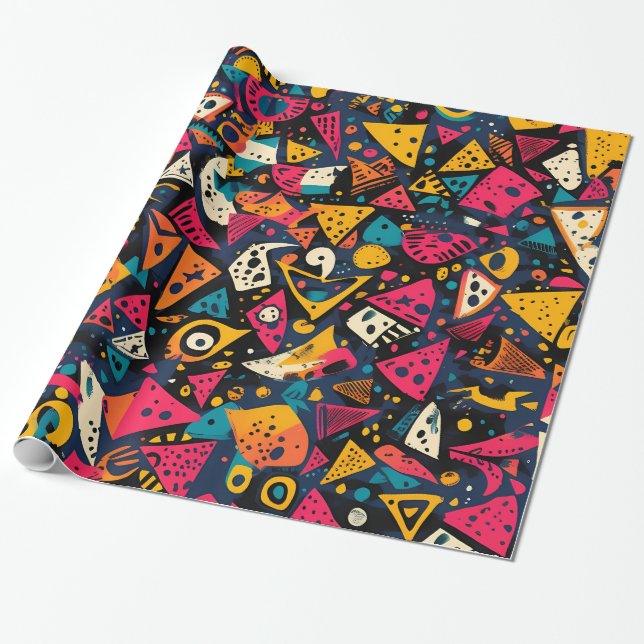 Vibrant Abstract Geometric Wrapping Paper (Unrolled)
